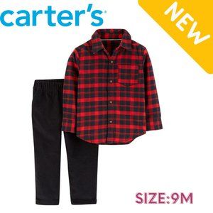 2-Piece Plaid Button-Front Top & Corduroy Pant Set